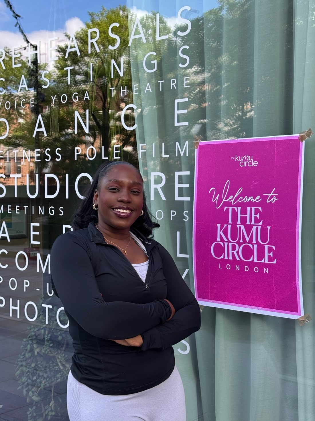 Fike beside the Welcome to The Kumu Circle London sign